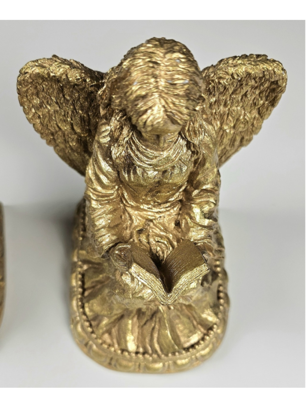 Vintage 1996 CBK Ltd Gold Reading Angels Bookends Pair Heavy Solid Resin Decor - Picture 6 of 12
